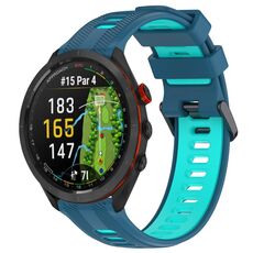 Per Garmin Approach S70 47mm Cinturino sportivo in silicone bicolore (blu + verde acqua)