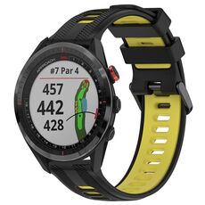 Per Garmin Approach S62 Cinturino sportivo in silicone bicolore (nero + giallo)