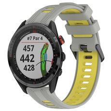 Per Garmin Approach S62 Cinturino sportivo in silicone bicolore (grigio + giallo)