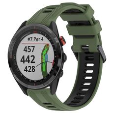 Per Garmin Approach S62 Cinturino sportivo in silicone bicolore (verde militare + nero)