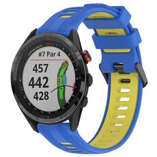 Per Garmin Approach S62 Cinturino sportivo in silicone bicolore (blu + giallo)