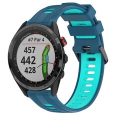 Per Garmin Approach S62 Cinturino sportivo in silicone bicolore (blu + verde acqua)