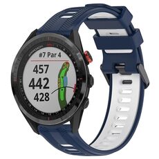 Per Garmin Approach S62 Cinturino sportivo in silicone bicolore (blu notte + bianco)