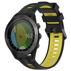 Per Garmin Approach S60 Cinturino sportivo in silicone bicolore (nero + giallo)