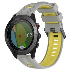 Per Garmin Approach S60 Cinturino sportivo in silicone bicolore (grigio + giallo)