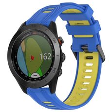 Per Garmin Approach S60 Cinturino sportivo in silicone bicolore (blu + giallo)