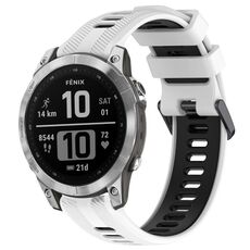 Per Garmin Fenix 7 Cinturino sportivo in silicone bicolore (bianco + nero)