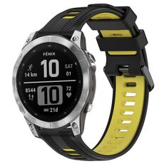 Per Garmin Fenix 7 Sports cinturino in silicone bicolore (nero + giallo)