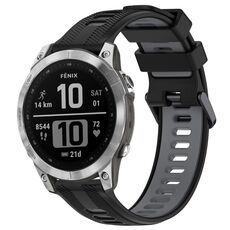 Per Garmin Fenix 7 Cinturino sportivo in silicone bicolore (nero + grigio)