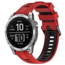 Per Garmin Fenix 7 Cinturino sportivo in silicone bicolore (rosso + nero)