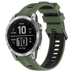 Per Garmin Fenix 7 Sports cinturino in silicone bicolore (verde militare + nero)