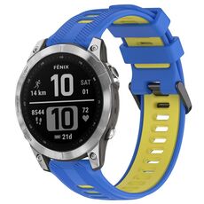Per Garmin Fenix 7 Cinturino sportivo in silicone bicolore (blu + giallo)