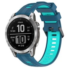 Per Garmin Fenix 7 Cinturino sportivo in silicone bicolore (blu + verde acqua)