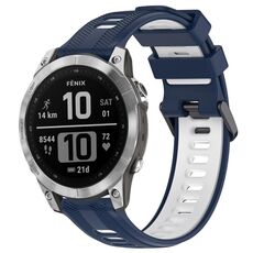 Per Garmin Fenix 7 Sports cinturino in silicone bicolore (blu notte + bianco)