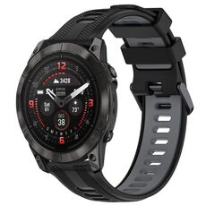 Per Garmin EPIX Pro 47mm Cinturino sportivo in silicone bicolore (nero + grigio)