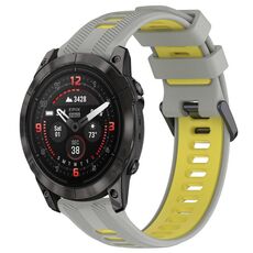 Per Garmin EPIX Pro 47mm Cinturino sportivo in silicone bicolore (grigio + giallo)