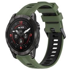 Per Garmin EPIX Pro 47mm Cinturino sportivo in silicone bicolore (verde militare + nero)