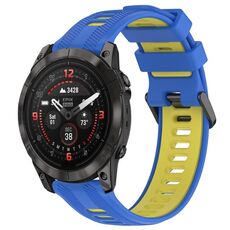 Per Garmin EPIX Pro 47mm Cinturino sportivo in silicone bicolore (blu + giallo)