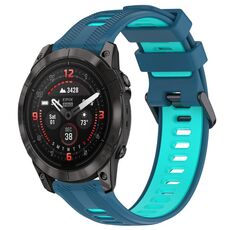 Per Garmin EPIX Pro 47mm Cinturino sportivo in silicone bicolore (blu + verde acqua)