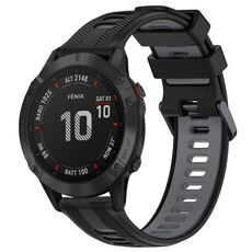 Per Garmin Fenix 6 Pro Sports cinturino in silicone bicolore (nero + grigio)