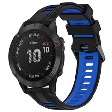 Per Garmin Fenix 6 Pro Sports cinturino in silicone bicolore (nero + blu)