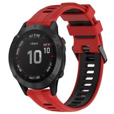 Per Garmin Fenix 6 Pro Sports cinturino in silicone bicolore (rosso + nero)
