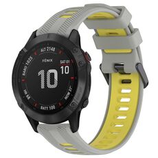 Per Garmin Fenix 6 Pro Sports cinturino in silicone bicolore (grigio + giallo)