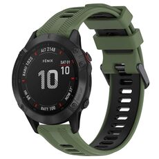 Per Garmin Fenix 6 Pro Sports cinturino in silicone bicolore (verde militare + nero)