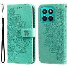Per Honor X8c 4G Custodia in pelle con stampa a fiori a sette petali (verde)