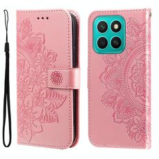 Per Honor X8c 4G Custodia in pelle con stampa a fiori a sette petali (oro rosa)