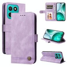 Per Honor X8c 4G Custodia in pelle con bottoni in metallo e motivo albero della vita (viola)