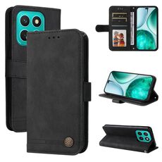 Custodia per telefono in pelle con bottone in metallo per Honor X8c 4G Skin Feel Life Tree (nero)