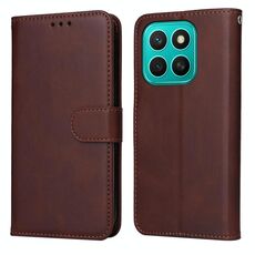 Custodia per telefono in pelle con texture di vitello classica per Honor X8c 4G (marrone)
