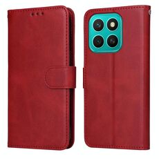 Custodia per telefono in pelle con texture di vitello classica per Honor X8c 4G (rosso)