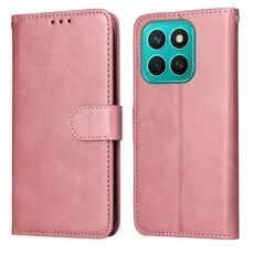 Custodia per telefono in pelle con texture di vitello classica per Honor X8c 4G (oro rosa)