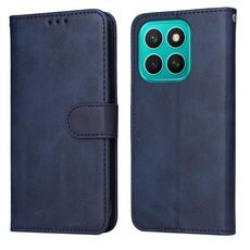 Custodia per telefono in pelle con texture di vitello classica per Honor X8c 4G (blu)