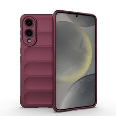 Per Samsung Galaxy S25 Edge 5G Magic Shield TPU + custodia in flanella (rosso vino)