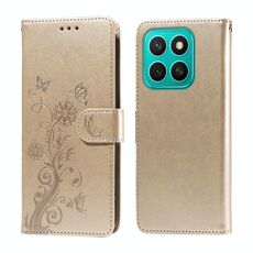 Per Honor X8c 4G Custodia in pelle con fiori di farfalla in rilievo (oro)