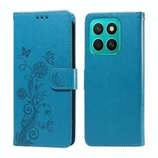 Per Honor X8c 4G Custodia in pelle con fiori di farfalla in rilievo (blu)