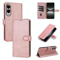 Per Samsung Galaxy S25 Edge 5G AZNS Custodia per telefono in pelle con texture di vitello e pelle di vitello (oro rosa)