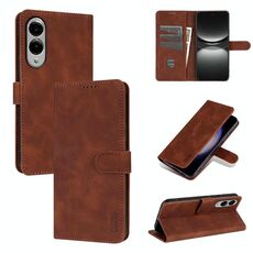 Per Samsung Galaxy S25 Edge 5G AZNS Custodia in pelle con texture di vitello e pelle di vitello (marrone)