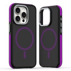 Per iPhone 15 Pro Max Custodia per telefono MagSafe Dual-Color Skin Feel (nero viola)
