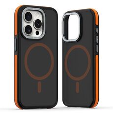 Per iPhone 15 Pro Max Custodia per telefono MagSafe Dual-Color Skin Feel (nero arancione)