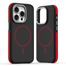 Per iPhone 15 Pro Max Custodia per telefono MagSafe Dual-Color Skin Feel (Nero Rosso)