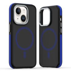 Per iPhone 15 Plus Custodia per telefono MagSafe Dual-Color Skin Feel (Nero Blu)