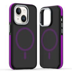 Per iPhone 15 Plus Custodia per telefono MagSafe Dual-Color Skin Feel (nero viola)
