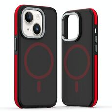 Per iPhone 15 Plus Custodia per telefono MagSafe Dual-Color Skin Feel (Nero Rosso)
