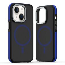 Per iPhone 15 Custodia per telefono MagSafe Dual-Color Skin Feel (Nero Blu)