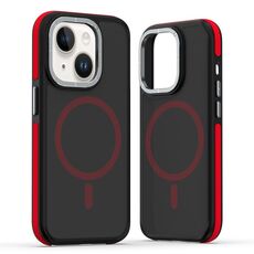 Per iPhone 15 Custodia per telefono MagSafe Dual-Color Skin Feel (Nero Rosso)