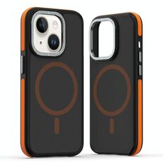 Per iPhone 14 Plus Custodia per telefono MagSafe Dual-Color Skin Feel (nero arancione)